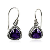 AE-6091-AM Sterling Silver Trillion Shape Earring With Amethyst Q. Jewelry Bali Designs Inc